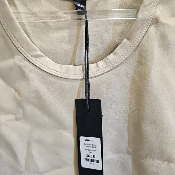 Nova Men Beige Stretch Faux Leather Tank (loose fit) - Picture 4 of 4